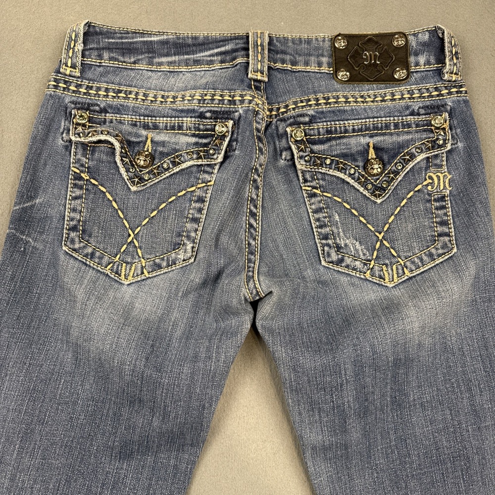 Miss Me Jeans WOMENS 28 Embellished STUDDED W/ STARS RHINESTONES THICK STITCH